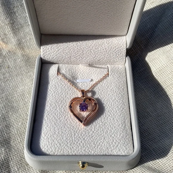 Engraved heart necklace pink tourmaline - Picture 3 of 3